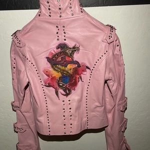 Insane! NWT Jessie USA Pink 100% Lambskin Leather jacket (XS)
